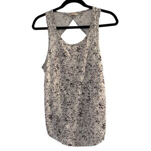 Athleta Tank Top Gray White Small Keyhole Back Activewear Yoga Workout